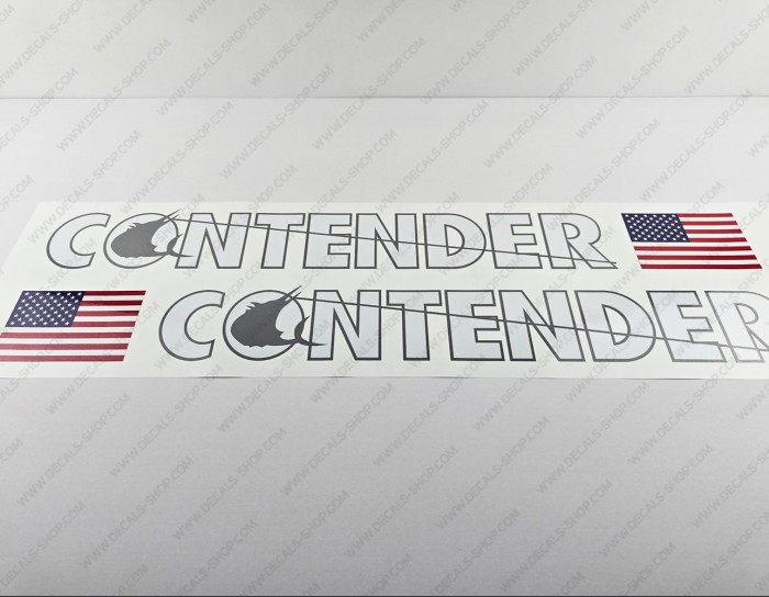 Contender Boat Logo USA Flag White/Gray Decals Set of 2 x 32" Contender Boat Logo USA Flag White/Gray Decals Set of 2 x 32"